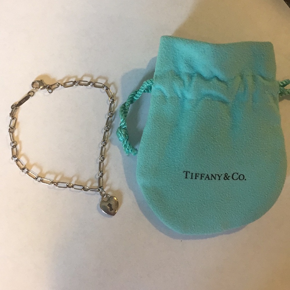 Tiffany & Co. Heart Lock charm bracelet and pouch